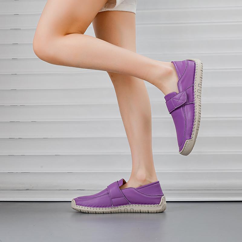 Women's Loafers Summer Pink Moccasins Casual Wide Head Purple Walking Shoes Plus Size