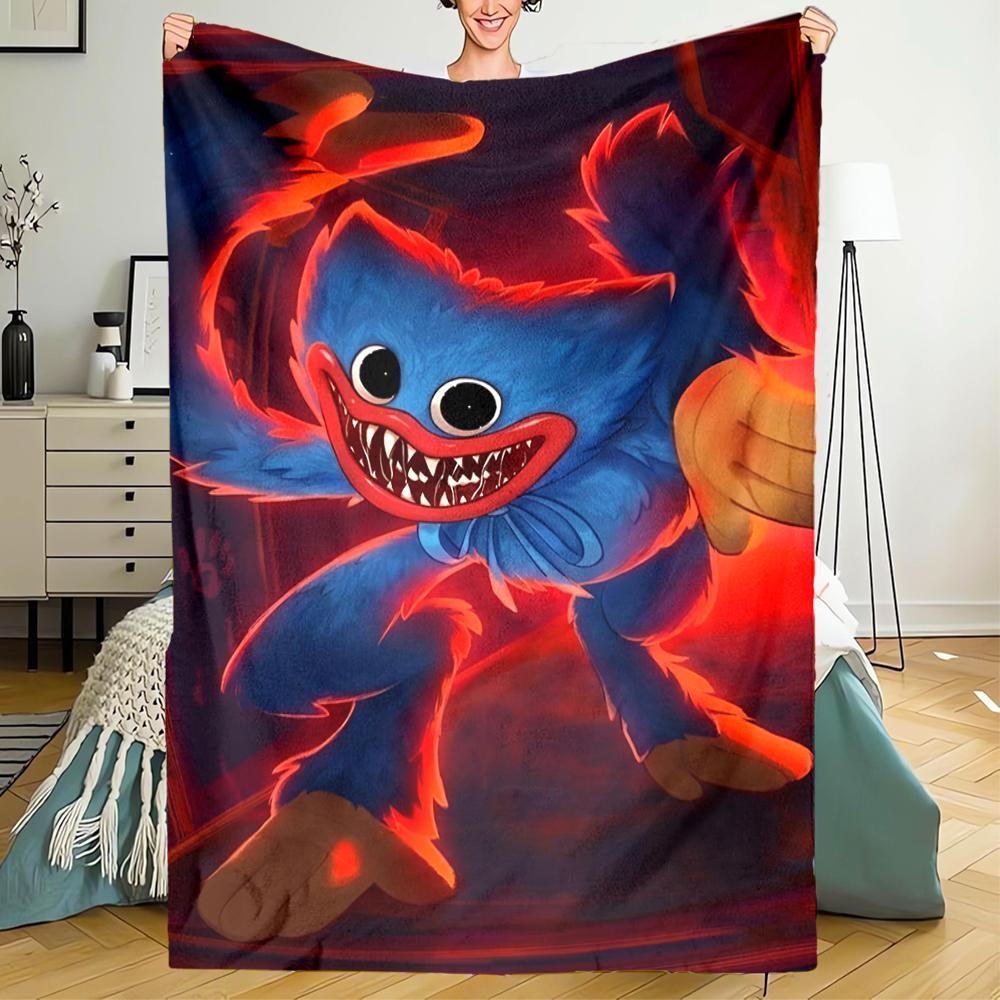 Huggy Wuggy Theme Printed Blanket - Perfect for Couch, Bed, Travel & Outdoor Use | Machine Washable, Cozy & Durable.