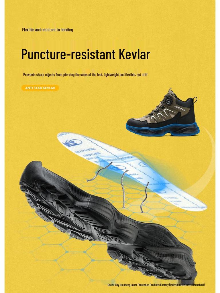 High-Top Safety Work Boots - Anti-Smash, Puncture-Resistant, Water-Repellent, Lightweight, Microfiber Leather, Wear-Resistant