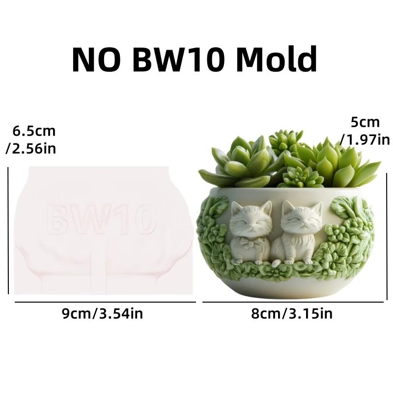 3D Sitting Cat Succulent Plant Pot Epoxy Resin Silicone Mold Cute Pet Cat Storage Box Concrete Mould Cat Candle Cup Gypsum Molds