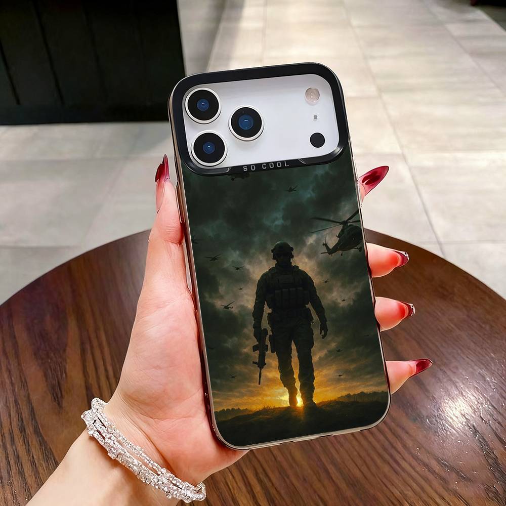 Cool Army Special Forces  Case For iPhone 16,15,14,17,13,12,11,Mini,Pro,SE,XS,MAX,Air,Black Matte Silicone Cover iPhone17Pro