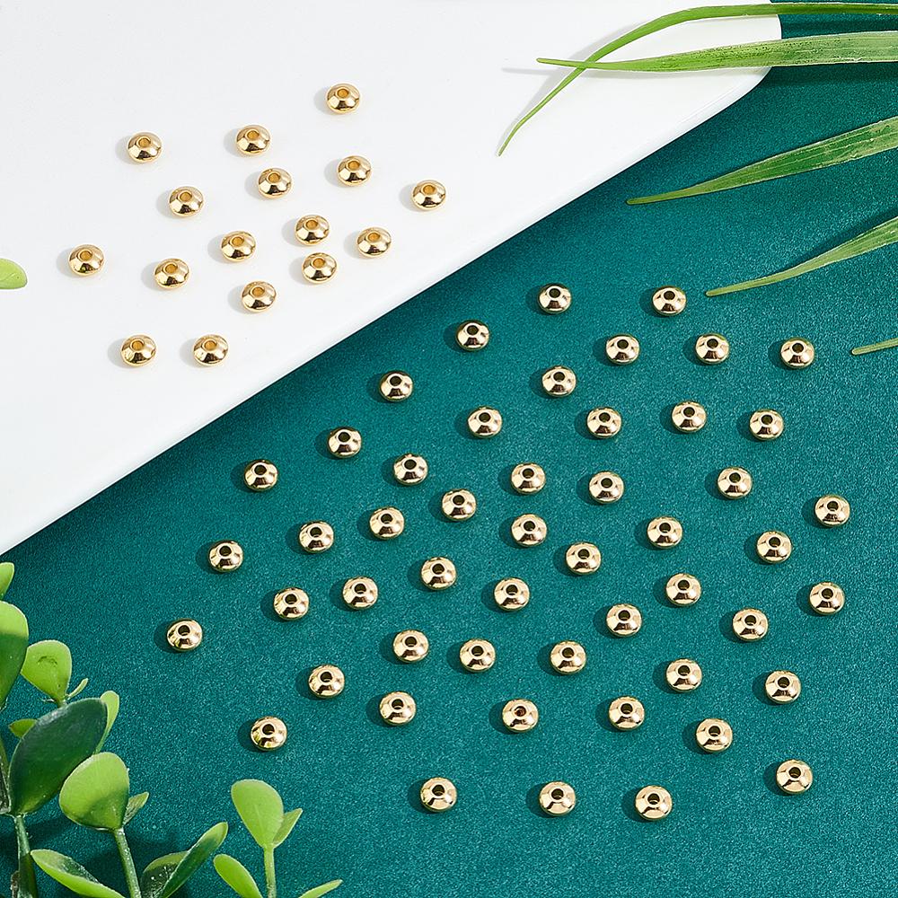 304 Stainless Steel Spacer Beads, Bicone, with Beads Container, Golden, 5.5x3mm, Hole: 1.8mm, About 100pcs/box