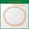 Geometric Oval Metal Belt Chain For Women With Sculpted Buckle For Daily Fashion Accessory