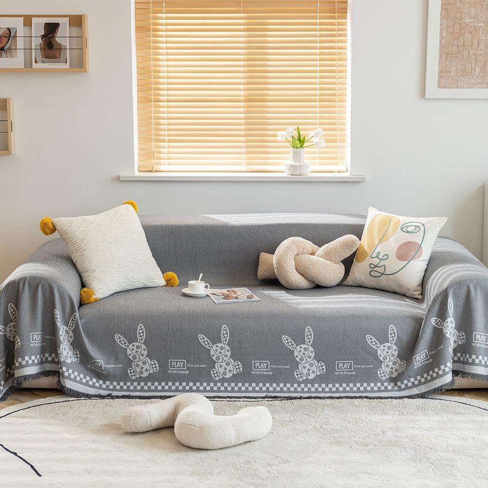 

Хлопковая нить, ткань для чехла для дивана, четыре сезона, универсальная, против царапин, с антипригарным покрытием, шерсть, мультяшный нефритовый заяц, простая универсальная, утолщенная, нескользящая. 180*130