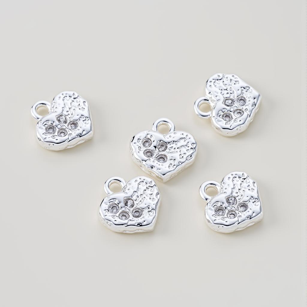 2Piece 14/18K Gold Color Plated Copper Heart Shape Pendants with Zircon for DIY Bracelet Necklace Jewelry Making Accessories