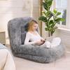 Human Dog Bed, Lazy Sofa, 5-level Adjustable, Gaming Chair, Living Room, Suitable for Gaming, Meditation, Relaxation, Plush Fabric, Light Grey
