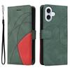 For iPhone 17 Leather Phone Case Stand Wallet with Bi-colour Splicing Design
