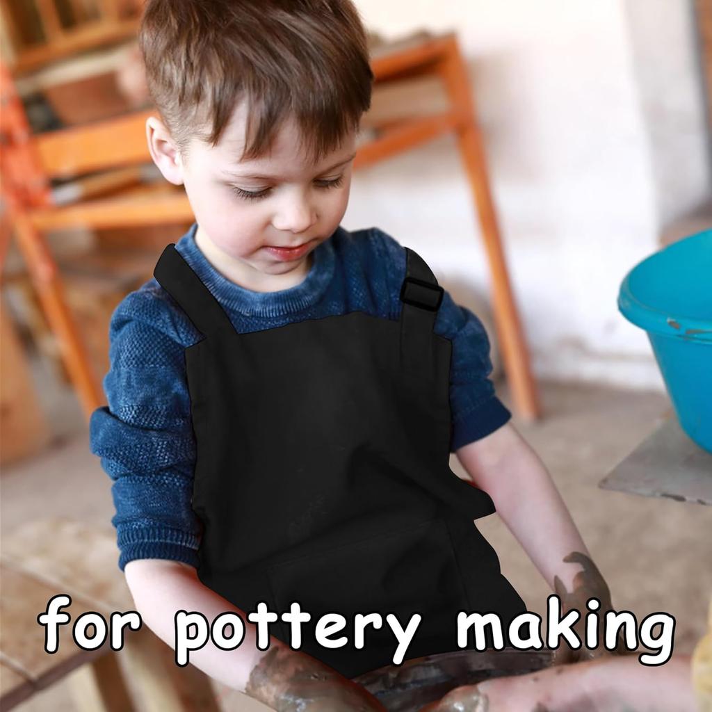 2Pcs Kids Aprons Children Artists Aprons with Pockets Adjustable Chef Aprons for Cooking Kitchen Backing Painting