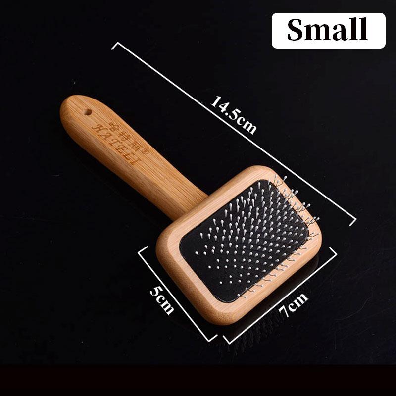 Pet Comb Natural Bamboo Handle Stainless Steel Hair Brush Dogs Cats Pets Grooming Accessories Tools Puppy Combs Cleaning Brush