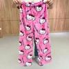 Korean Style Flannel Cat Pajama Pants: Women's Warm Coral Fleece for Autumn/Winter – Wear Indoors or Out