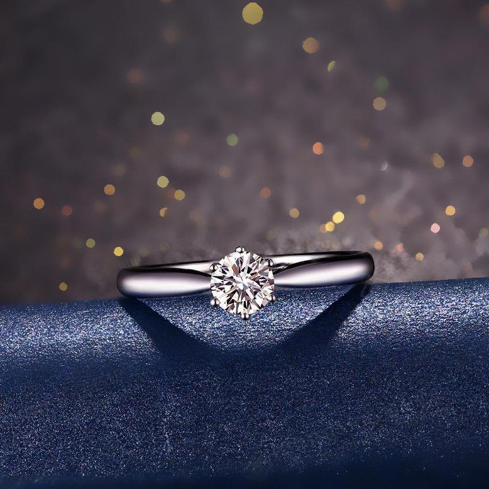 

925 Sterling Silver Women Ring 18k Rose Gold Plated Crown Six Prong Engagement Ring Durable Fashion Jewelry No. 5 платиновый
