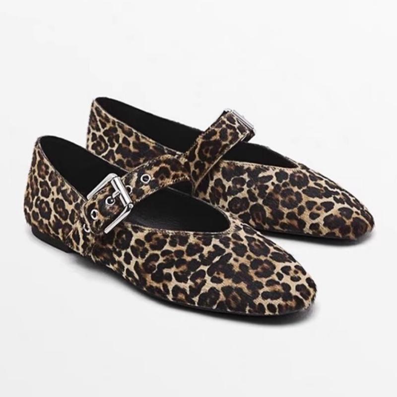 Mode 2025 Damen Ballerinas Schuhe Flacher Ausschnitt Herbst Spitzschuh Slipper Ballerinas Neu Herbst Leopard Retro Kleiderschuhe Zapatos De Mujer