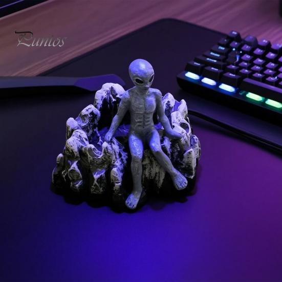 Durable Ashtray Halloween Skeleton Resin Ashtray, Heat-resistant Gothic Ash Holder, Decorative Aliens Tray for Home Office Outdoor Dark Aesthetic