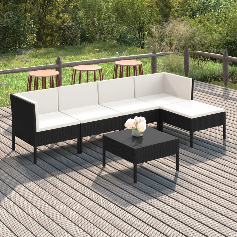 Salon de jardin 6 pcs avec coussins résine tressée