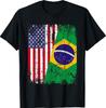 Brazilian Roots - Half American Flag - Brazil T-Shirt
