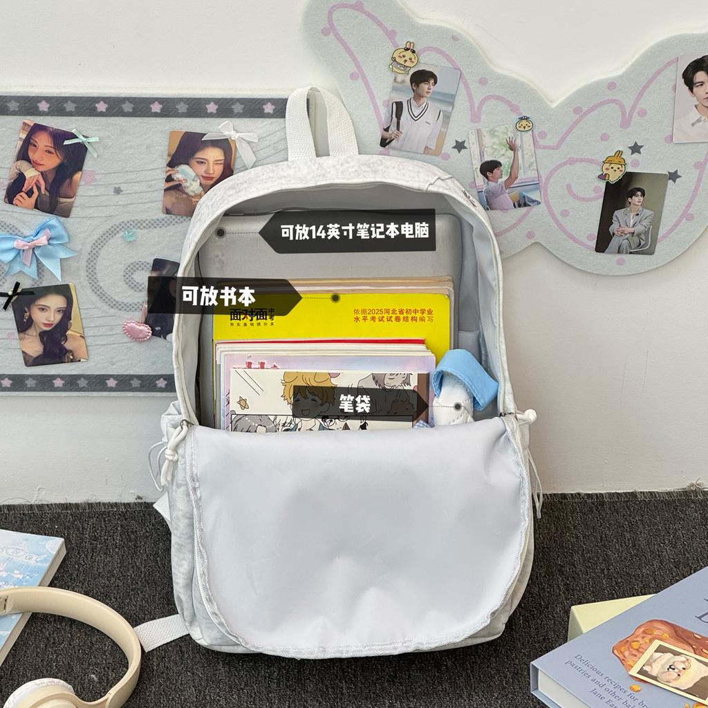 Schoolbag Korean Version of Letter Embroidery Men's and Women's Backpacks, High School College Students Schoolbags, Niche Design Sense