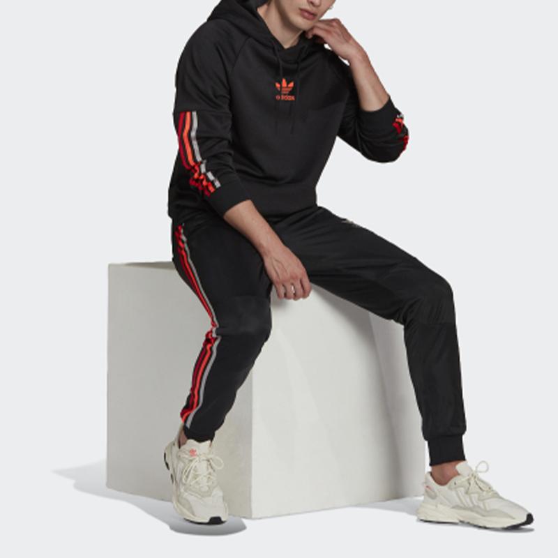 Adidas Originals Trefoil Print Logo Hoodie Men Tops Black H65536