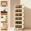 40-60cm Wide Transparent Foldable Double Door Floor Storage Cabinet with Multiple Layers