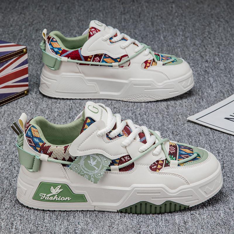 

New Men s Skateboard Shoes 2026 Spring Fashi Versatile Low-Top Casual Sports Shoes Men s Trendyy Floral Cloth Sneakers Suitable for Outdoor Sports 46 зелений