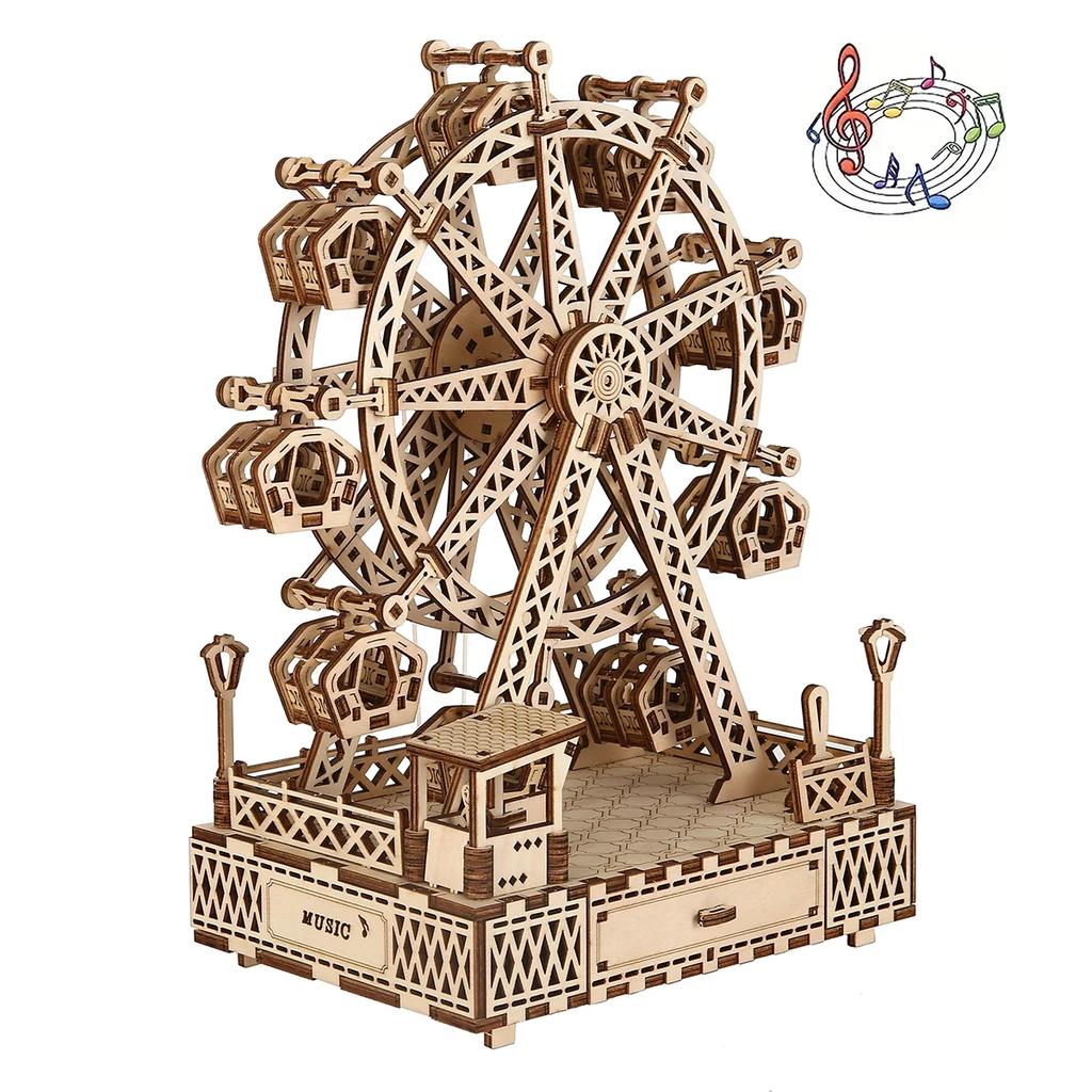 ferris wheel 3D Wooden Puzzle, Scale Model,DIY Model Kit, Handcraft Gift,Home Decoration,Mechanical Model Kit, Building Toy