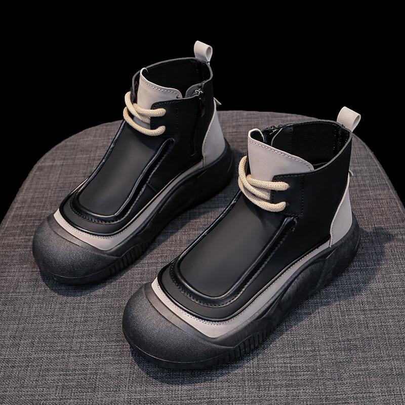 TUINANLE Kvinner Høye Topper Sko Spring Glidelås Uformell Anti Slip Flat Sneakers Jente ankelstøvletter