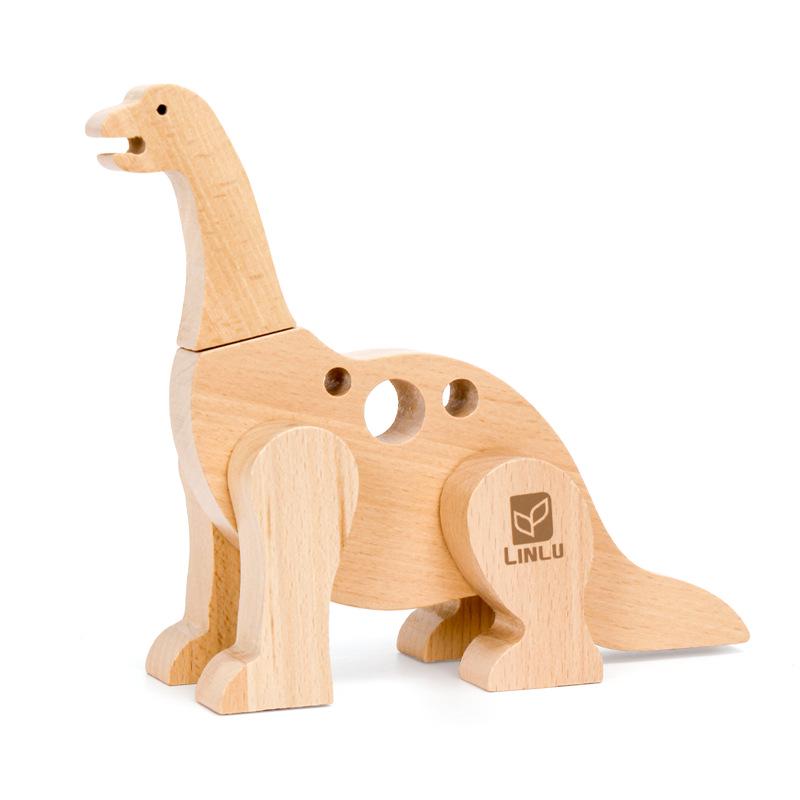 

Linlu Dinosaur Magnetic Building Blocks - Wooden Animal Puzzle Toy for Children s Early Education