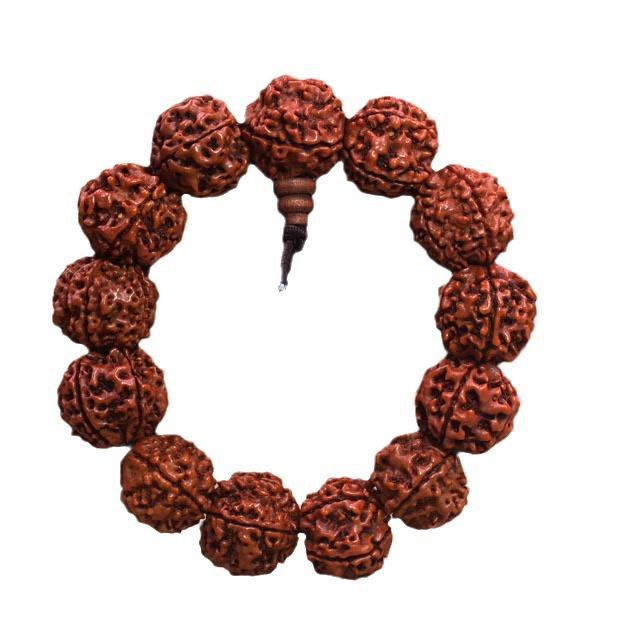 Natural 5-Lobed Rudraksha Bodhi Seed Prayer Beads Bracelet
