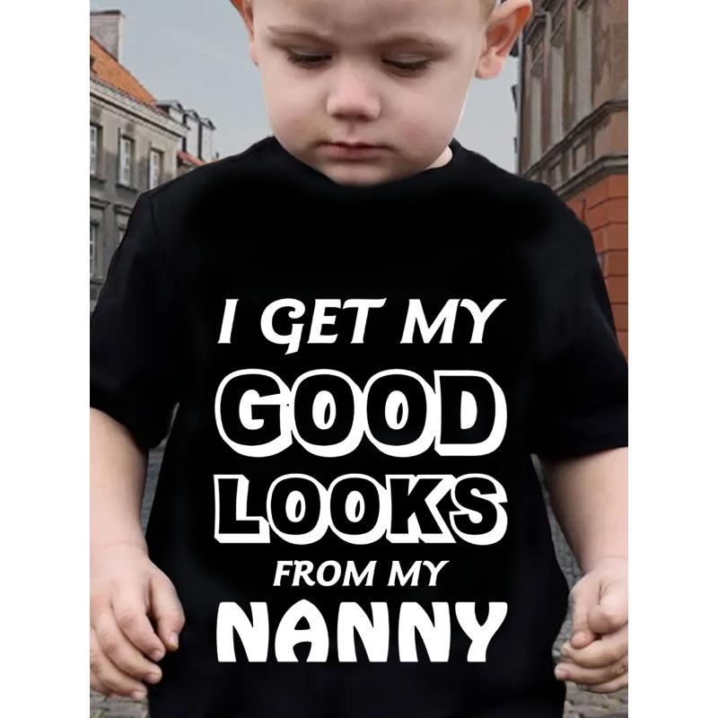 

European sizes Cute Letter I GET MY GOOD Stylish Parent-Child T-Shirt, New Kawaii Round Neck Short-Sleeve Top 98cm чёрный