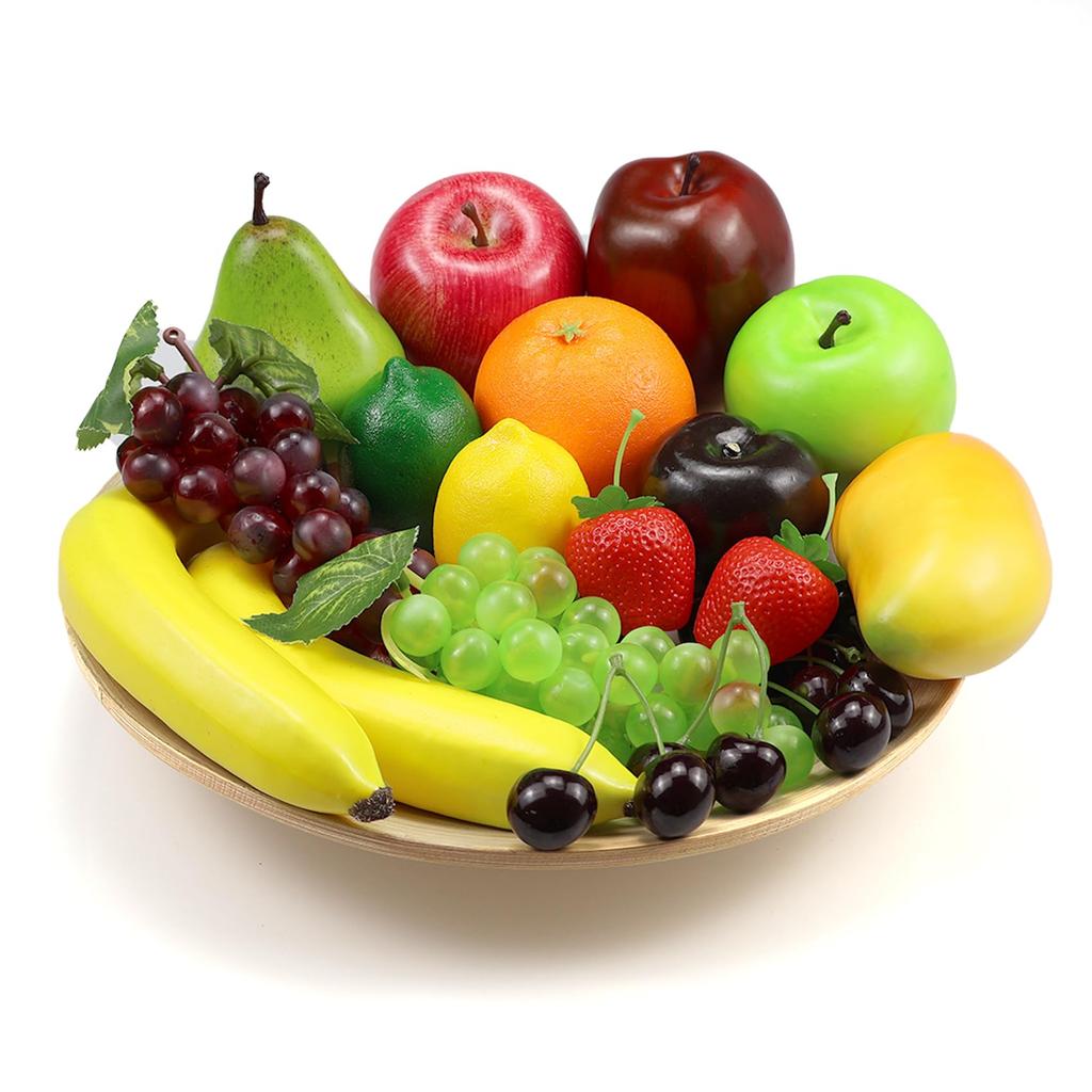 Fake Fruit Pack Artificial Fruit for Party Decorations Realistic Table Centerpieces for Home and Kitchen Includes Lifelike Apples and Bananas 20-Piece