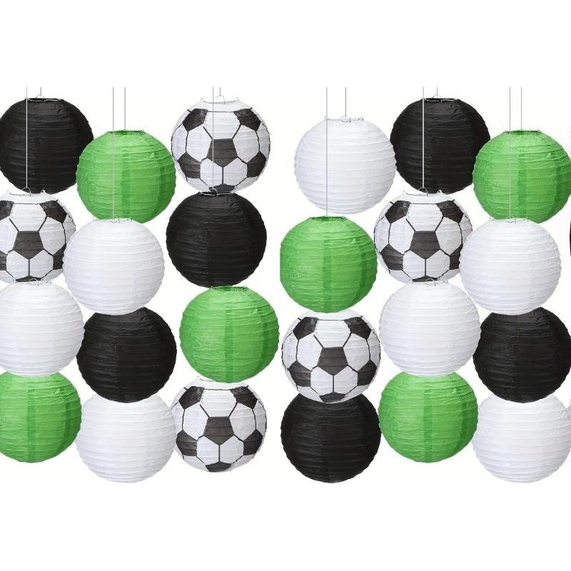 20/24 Pack Soccer Ball Paper Lanterns 20.3cm Football Party Decorations for Sports Theme Birthday Parties Soccer Events Festive