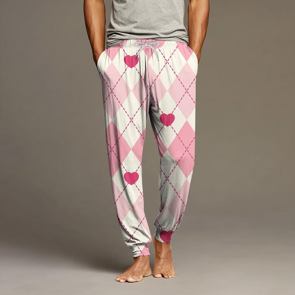 Men's Drawstring Pocket Cuffed Casual Pants Home Sleep Pants