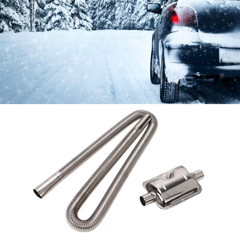 Parking   Heater Exhaust Pipe with Muffler Stainless Steel Fuel     Gas Vent Hose 2.5cm Inner Diameter