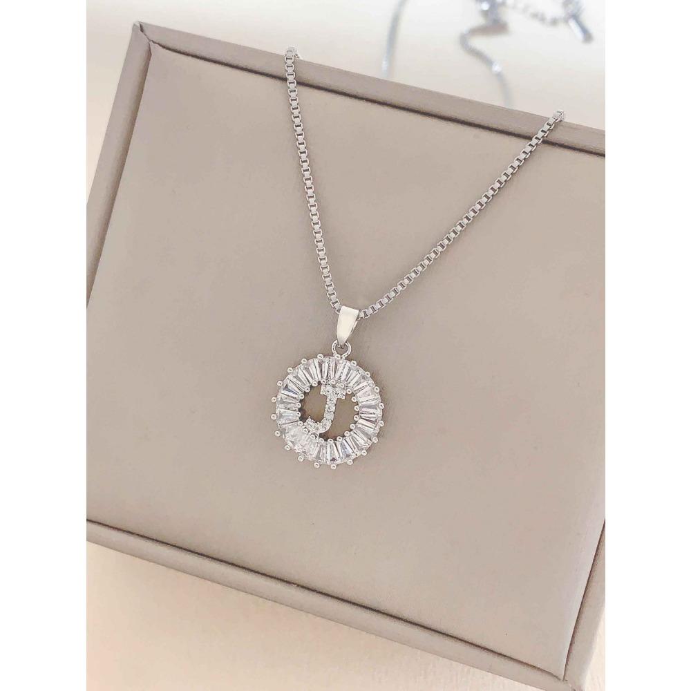 Necklace Does Not Fade, Women's Summer Square Circle Letter Necklace, Titanium Steel Necklace, Versatile High-end Clavicle Chain