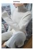 2024 Autumn/Winter Cashmere Mink Velvet Sweater - Half-High Collar, Solid Color, Thick Knit Base Layer.