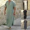 Men's Loose Ethnic Stand-up Collar Short Sleeve Robe - Middle Eastern Style