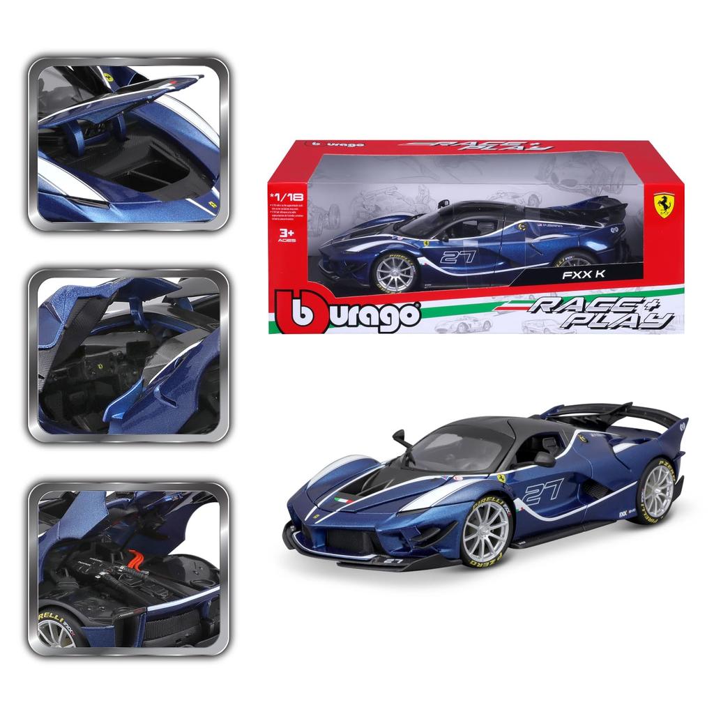 Bburago 1/18 Scale Ferrari FXX K EVO Blue / Diecast Model Car 18-16012 (#27)