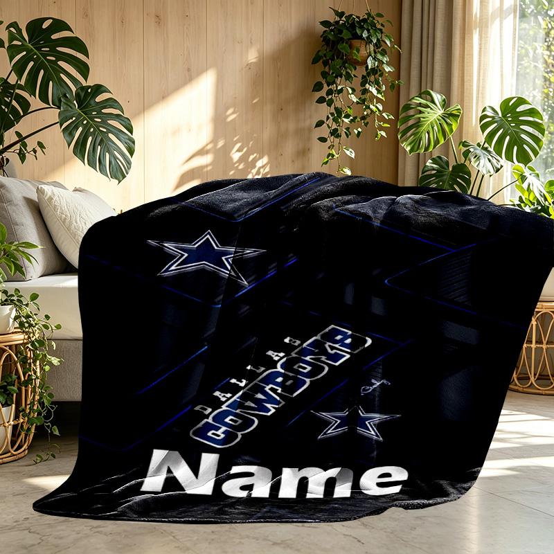 Custom Name Personalized Dallas Cowboys Print Blanket, Home Decor, Bedroom, Sofa, Camping, Couch, Gifts for Birthday ChristmasEnthusiasts