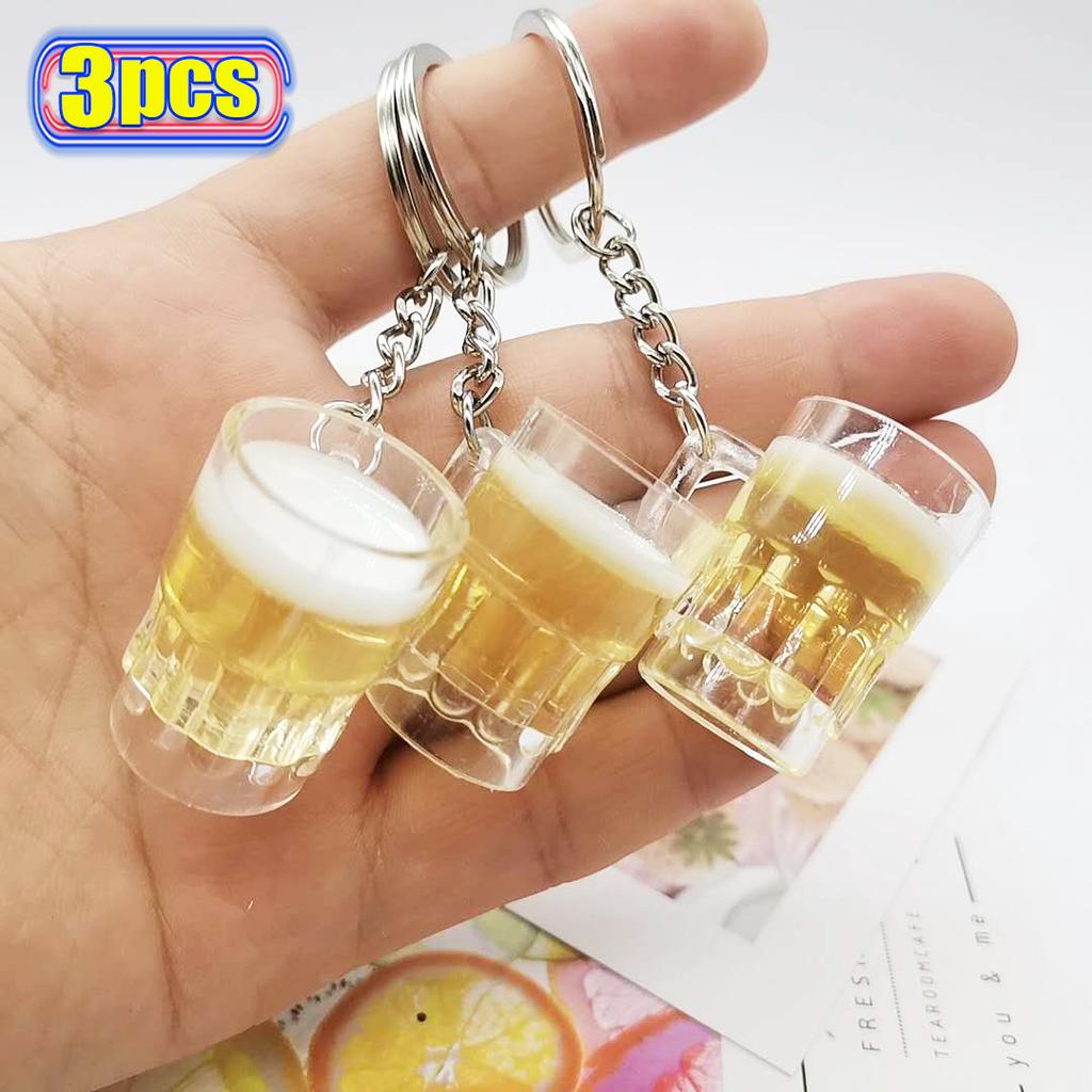 Simulation Beer mug keychain Men Women Couple Resin Simulation Food Handicraft Key Chain Bag Pendant Jewelry Accessories Gift