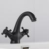 Grifo para lavabo de baño 652F con doble manija, un agujero, montaje en cubierta, mezclador frío caliente