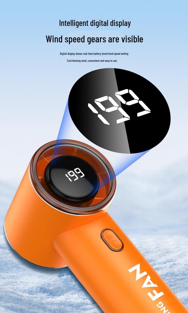 2026 USB Handheld Mini Fan: Digital Display, 199-Speed, High-Speed Turbine