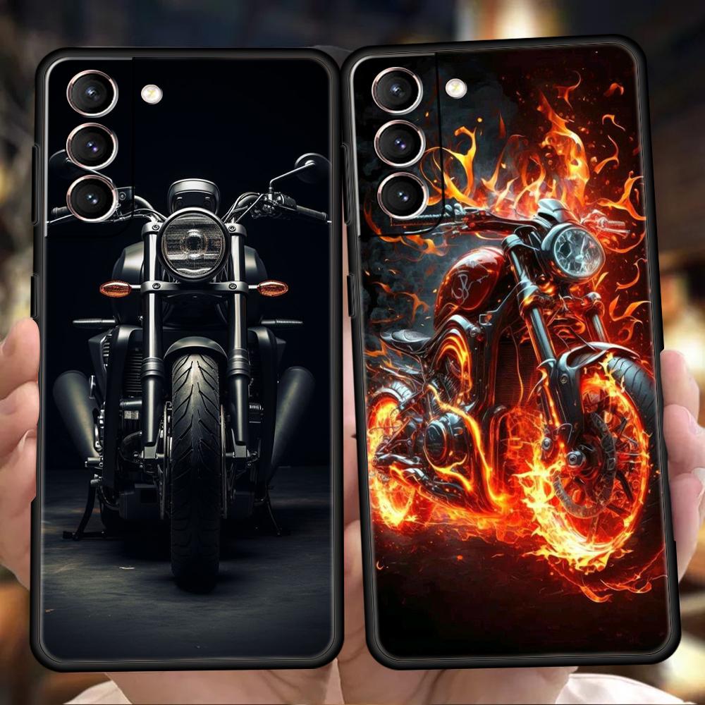 Motorcycle Case for Samsung Galaxy S24 S23 S22 S20 S21 FE Ultra S24 S23 S10 S10E S9 S8 Plus 5G Silicone Phone Cover Capas Fundas