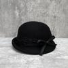 Celebrity Daughter Wind Black Lace Wool Hat Bow Beret Female Elegant Foreign Style Top Hat