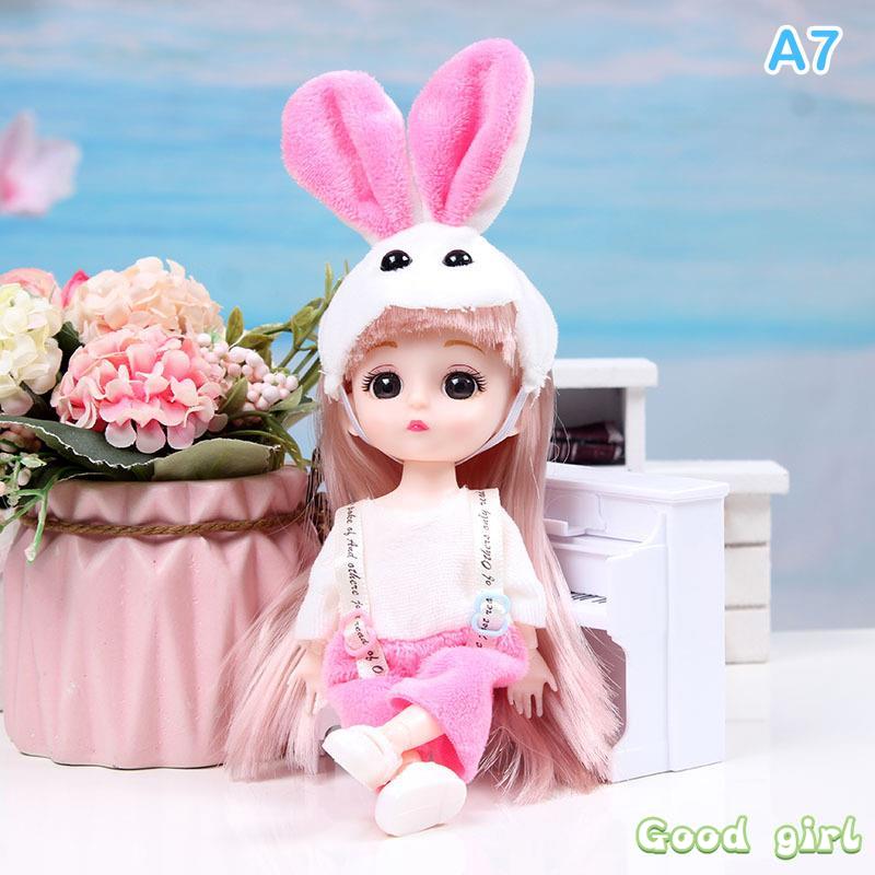 New 16 Cm Bjd Mini Doll Movable Joint Girl Baby 3D Big Eyes Beautiful Diy Toy Doll With Clothes Dress Up 1/8 Fashion Doll