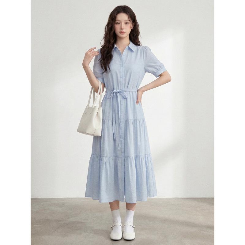 Plus Size Women s Chiffon Shirt Dress - Hyacinth Slimming Mid-Length Spring/Summer XL Plus Size