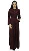 Bimba Women's Long Sleeve Maxi Mandarin Collar Plain Jilbab Dress With