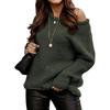 Autumn Women Casual Long Sleeve Sweaters Crew Neck Pure Color Soft Ribbed Knitted Oversized Loose Pullover
