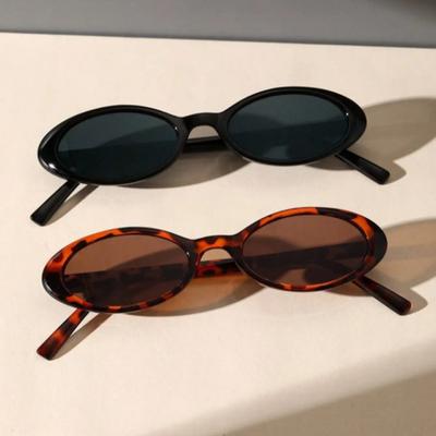 2PCS Plastic Small Frame Oval Classic Decorative Fashion Sunglasses For Outdoor Travel Driving Seaside Holidays