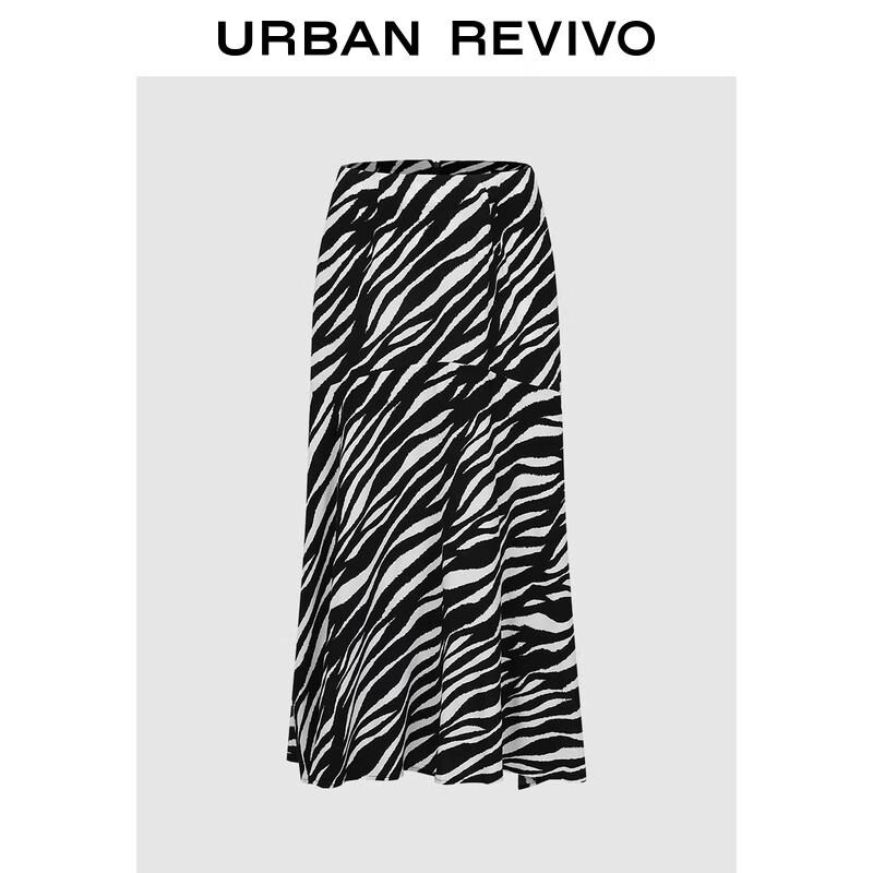UR2026 Women s Zebra Print High-Waist A-Line Skirt L
