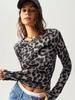 European & American Fashion Spring/Summer Long Sleeve Round Neck Digital Print Women's T-shirt