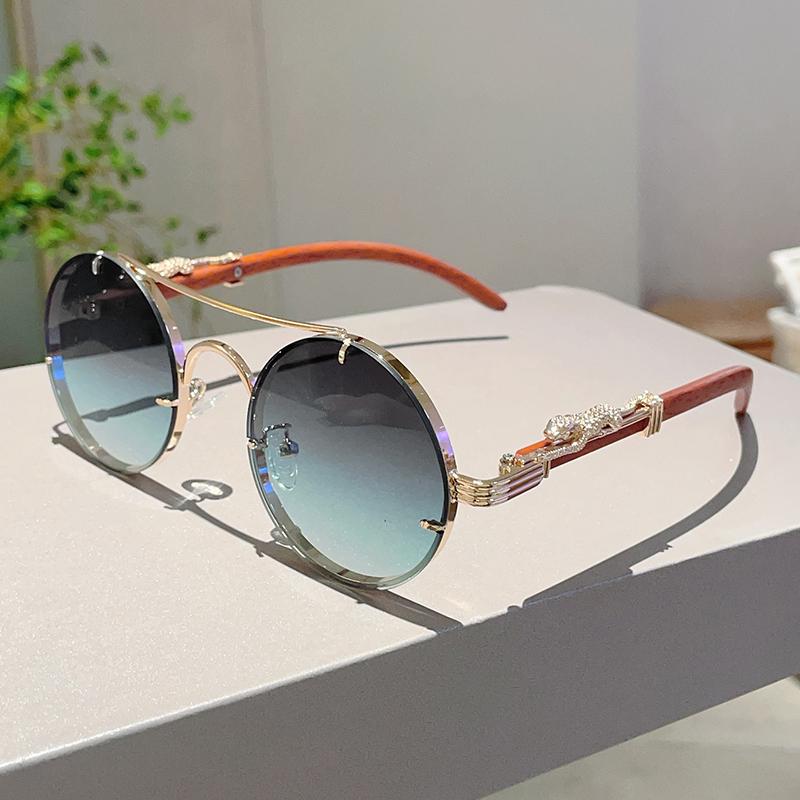 2 Pairs Per Set Round Sunglasses Fashion Vintage Double Bridge Gradient Multicolor Shades Women Luxury Design Casual Sun Glasses